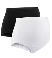 2er Pack Damen Umstands-Slip Unterwäsche aus Bio-Baumwolle Schwangerschafts-Unterhose 944207 Schwarz/Weiß