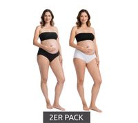 2er Pack Damen Umstands-Slip Unterwäsche aus Bio-Baumwolle Schwangerschafts-Unterhose 944207 Schwarz/Weiß