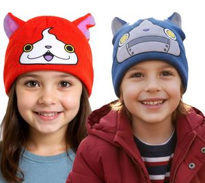 Yo-kai Watch Beanie Knit Hat Kids Headwear with Ears Jibanyan or Robonyan Blue or Orange/Pink