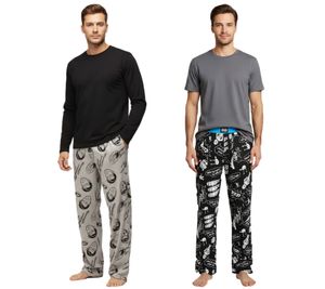 Pantalones de pijama RE:COVERED para hombre con estampado de Star Trek o Star Wars, algodón, gris o blanco/negro