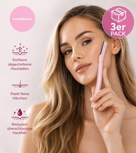 Pack de 3 afeitadoras Dermaplaning Bondiblades para mujer, color rosa, para depilar el vello.