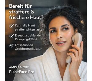 AMIS AMORE PulseFace Pro – Masajeador Facial Eléctrico Resistente al Agua con Tecnología Patentada, Gris/Plateado