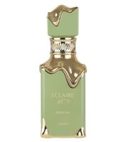 Lattafa Eclaire Pistache, an exceptional unisex fragrance, is a sweet and creamy body perfume for women and men, 100ml, green.