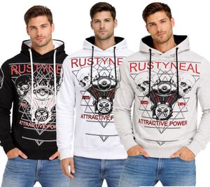 Sweat à capuche homme tendance avec imprimé rock - Sweat-shirt 19148 - Gris, Blanc ou Noir