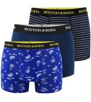 3er Pack SCOTCH & SODA Herren Boxershorts mit Baumwoll-Stretch Unterwäsche Unterhose SSSP25M166645-421 Blau/Bunt