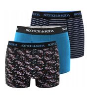 3er Pack SCOTCH & SODA Herren Boxershorts mit Baumwoll-Stretch Unterwäsche Unterhose SSSP25M166645 Blau, Bunt, Schwarz, Rot