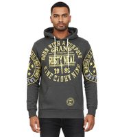 Sweat à capuche homme polyvalent avec imprimés de marque tendance - Sweat à capuche 19078 Anthracite avec jaune ou rouge