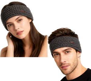 POEDERBAAS Headband with Fleece Lining, Chunky Knit Ear Warmer for Men and Women, Sports Accessory, Sports Equipment HB02 Gray