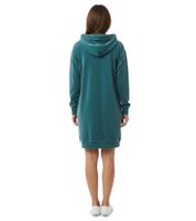 weiches KangaROOS Damen Samt-Kleid bequemes Haus-Kleid mit Kapuze Langarm-Kleid Petrolgrün