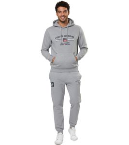 Felpa con cappuccio in cotone da uomo VINSON con stampa del logo, grigia