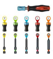 Jeu de tournevis magnétique MICATON avec porte-embouts magnétique, 5 embouts magnétiques et 5 embouts de rechange (PH0, PH1, PH2, PH3, SQ2), Noir/Multicolore