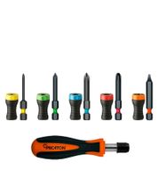 Jeu de tournevis magnétique MICATON avec porte-embouts magnétique, 5 embouts magnétiques et 5 embouts de rechange (PH0, PH1, PH2, PH3, SQ2), Noir/Multicolore
