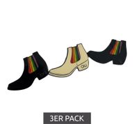 3er Pack Calvin Klein Unisex Anstecknadeln im Boots-Design Edelstahl-Pins-Up Emaille-Broschen KJJNDH300 Schwarz, Orange, Beige, Rot, Braun, Blau