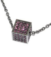 Calvin Klein Rocking Damen Halskette mit Swarovski-Steinen Mode-Schmuck mit fest angebrachtem Würfel-Anhänger KJ9C140100 in Dunkelgrau/Gold oder Grau/Rosa