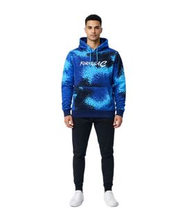 Felpa con cappuccio da uomo Formula E con motivo mimetico, pullover in cotone, Motorsport 701223606 001 Blu/Turchese