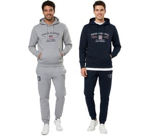 Felpa con cappuccio da uomo in cotone VINSON con stampa del logo, pullover con cappuccio 104634 in grigio o blu scuro