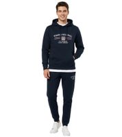 VINSON Herren Hoodie Baumwoll-Pullover mit Logo-Print Kapuzen-Pullover 104634 in Grau oder Dunkelblau