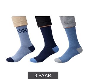 3 paia di calzini da uomo SCOTCH & SODA Terry Crew, calzini per tutti i giorni, calzini di cotone, calzini da lavoro, SS43491 462, blu/bianco
