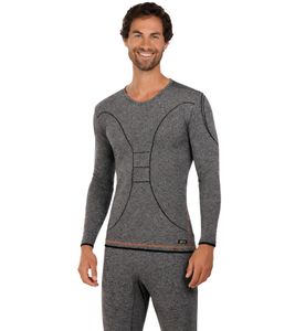 TOPTEX PRO Men's Performance Shirt with HydroTherm Long Sleeve, Sports Shirt with OEKO-TEX Standard 100, Work Shirt, Heather Gray