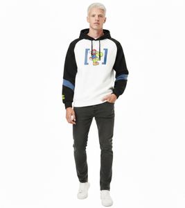 CAPSLAB X Super Mario Men's Hoodie with Mario and Yoshi Print, Cotton Hoodie CL/SMB/1/SW/SUP, White/Black