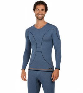 Praktisches TOPTEX PRO Herren Funktions-Shirt mit HydroTherm Langarm-Shirt Sport-Shirt mit OEKO-TEX Standard 100 Arbeits-Shirt Blau meliert