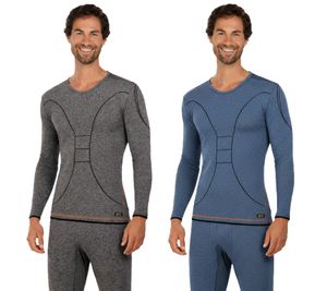 Pratica maglia funzionale da uomo TOPTEX PRO con HydroTherm a manica lunga , maglia sportiva con standard OEKO-TEX 100, camicia da lavoro, blu mélange o grigio