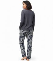 Soft Women's Cotton Pyjama Set (Top and Bottom) 8897133 Black/White