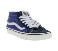 Baskets montantes VANS SK-8 Mid Reissure pour femme, en cuir véritable, style rétro, semelle gaufrée en caoutchouc, référence VN0A391F5TU, bleu/blanc