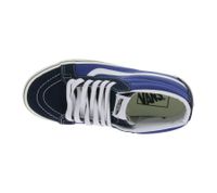 Baskets montantes VANS SK-8 Mid Reissure pour femme, en cuir véritable, style rétro, semelle gaufrée en caoutchouc, référence VN0A391F5TU, bleu/blanc
