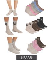 6 Pairs of SCOTCH & SODA Women's or Men's Half-Terry Quarter Crew Socks - Everyday Socks, Business Socks in Beige/Multicolor