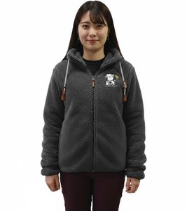Wärmende sheepworld Damen Teddyfleece-Jacke mit gesticktem Motiv Kuschel-Jacke mit Stehkragen Sweat-Jacke 9865337 Grau