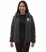 Wärmende sheepworld Damen Teddyfleece-Jacke mit gesticktem Motiv Kuschel-Jacke mit Stehkragen Sweat-Jacke 9865337 Grau