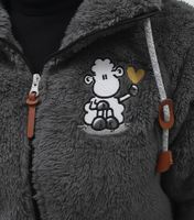 Wärmende sheepworld Damen Teddyfleece-Jacke mit gesticktem Motiv Kuschel-Jacke mit Stehkragen Sweat-Jacke 9865337 Grau