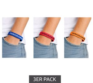 3-Pack Calvin Klein Unisex Slap Bracelets with "CALVIN KLEIN JEANS" Logo, 20 cm, KJJLDB850200, Red/Orange/Blue