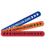 3-Pack Calvin Klein Unisex Slap Bracelets with "CALVIN KLEIN JEANS" Logo, 20 cm, KJJLDB850200, Red/Orange/Blue