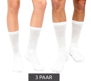 3 paia di calzini per diabetici SOCKSWEAR, ideali per la circolazione, per donna e uomo, in cotone con polsino comfort, 7673244, bianchi