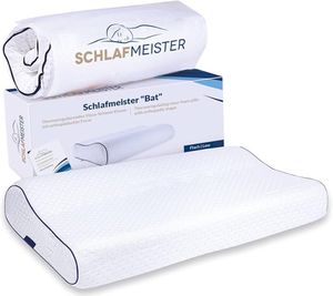 Cuscino termoregolatore SCHLAFMEISTER Bat, cuscino cervicale, certificato OEKO-TEX, ipoallergenico, 60x30x8 cm, bianco