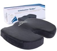 Coussin d'assise orthopédique SCHLAFMEISTER Badger, certifié OEKO-TEX, coussin coccygien, 44 x 37 x 7 cm, noir