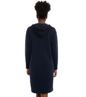 weiches KangaROOS Damen Samt-Kleid bequemes Haus-Kleid mit Kapuze Langarm-Kleid Dunkelblau
