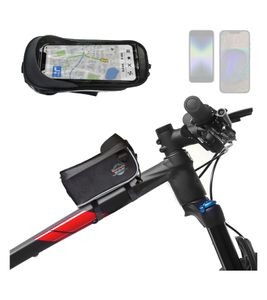 Waterproof Rheintastic frame bag with integrated phone compartment (up to 6 inches) including rain cover and shoulder strap, black
