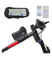 Sacoche de cadre Rheintastic étanche avec compartiment intégré pour téléphone (jusqu'à 6 pouces), housse de pluie et bandoulière incluses, noire