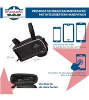 Sacoche de cadre Rheintastic étanche avec compartiment intégré pour téléphone (jusqu'à 6 pouces), housse de pluie et bandoulière incluses, noire