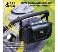 &GO Stroller Organizer incl. 5 Changing Mats Universal Buggy Bag with Transparent Smartphone Pocket, Rain Cover, Cup Holder & Plenty of Storage Space Black