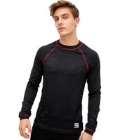 Warm CINQUE Men's Thermal Long Undershirt with Cotton, Winter Shirt 50713 Black/Red