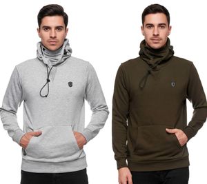 Felpa sportiva da uomo con cappuccio fresco - Felpa con cappuccio 19140 in kaki o grigio