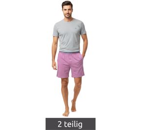 Lightweight SCOTCH & SODA Men's 2-Piece Shorty Pyjama Set with Cotton, SSSP25M389721-506, Gray/Light Burgundy