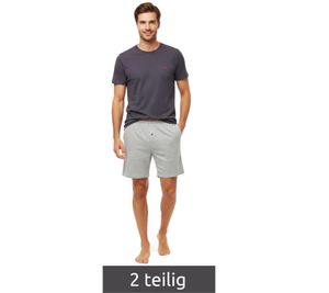 Pigiama corto leggero da uomo SCOTCH & SODA, 2 pezzi, in cotone, SSSP25M389721-050, blu scuro/grigio