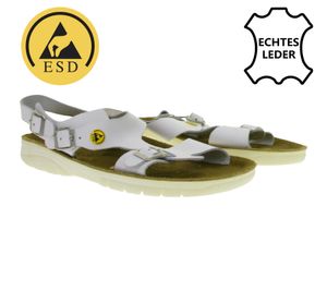 Sandali da lavoro da donna HSM antiscivolo, compatibili con ESD, in vera pelle, classe di protezione SRA, pantofole, scarpe professionali, usate, grado B, scarpe mediche, bianche