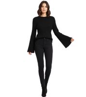 extravaganter Damen Strick-Pullover mit Glockenärmeln Feinstrick Alltags-Pullover 908376 Schwarz