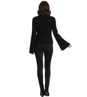 extravaganter Damen Strick-Pullover mit Glockenärmeln Feinstrick Alltags-Pullover 908376 Schwarz